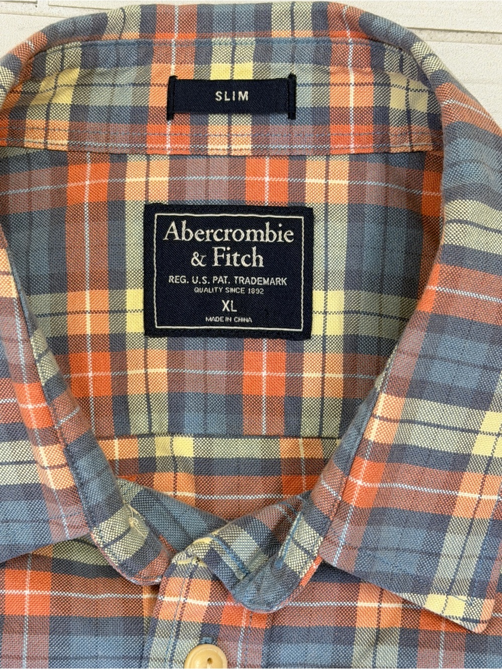 Abercrombie & Fitch Slim Fit Plaid Flannel Button Up Shirt Men XL Workwear